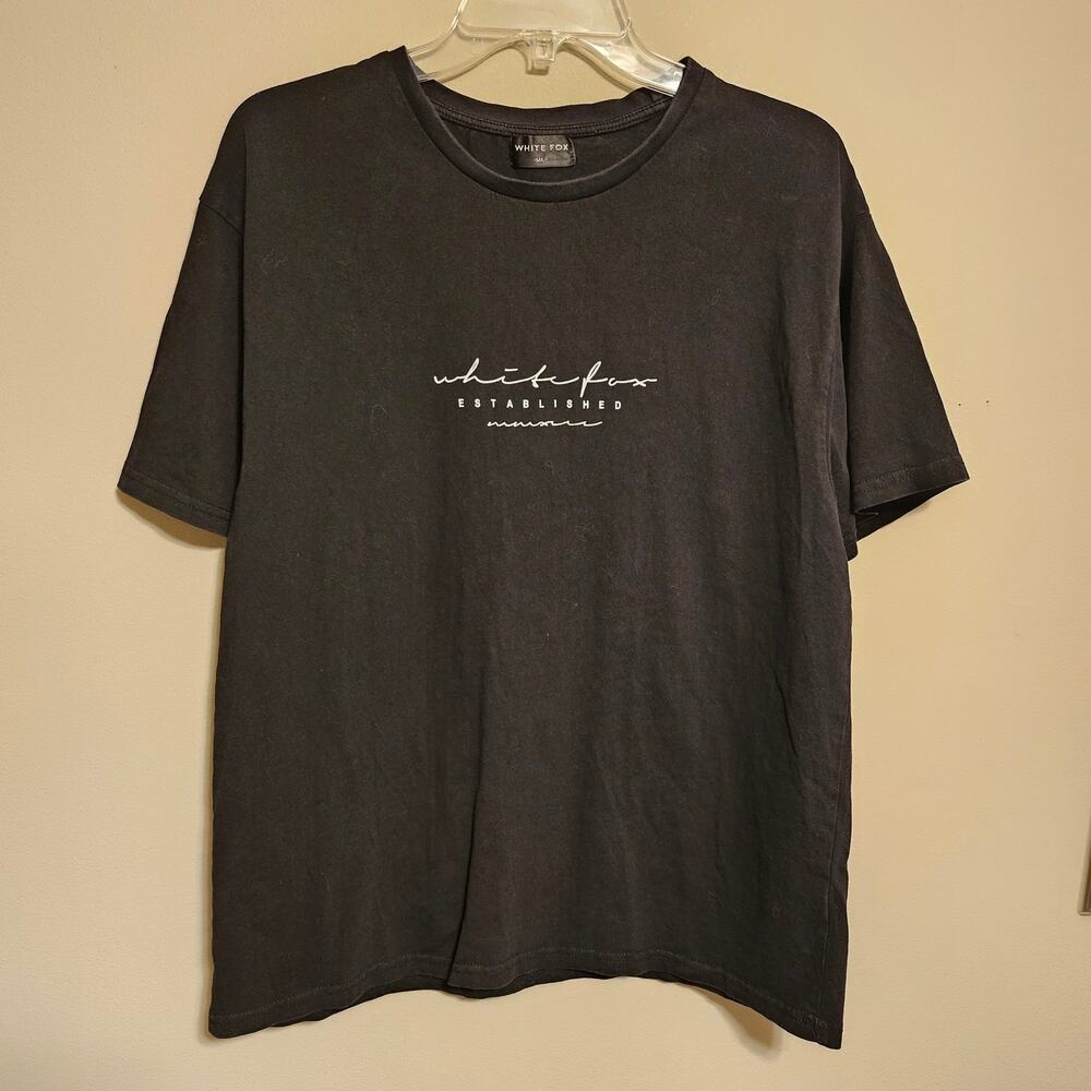White Fox Black Short Sleeve T Shirt Established M/L